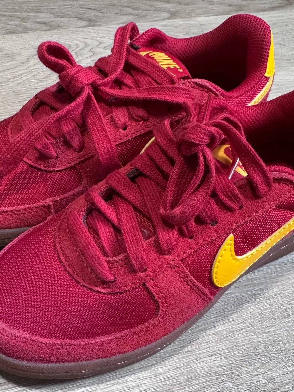 Nike kids Red/Maroon & Yellow Low-Top Sneakers 1Y